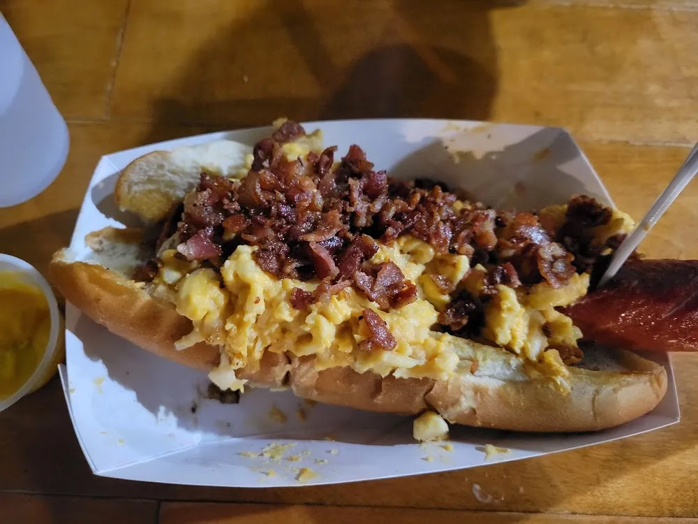 Bacon and Mac Cheese Hotdog